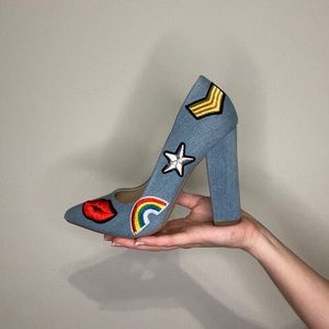 Denim Patch Heels